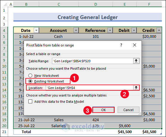 Selecting the Existing Sheet Location