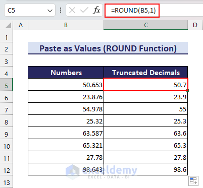 Using ROUND function to remove decimals