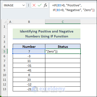 Insert the given excel formula in cell C5