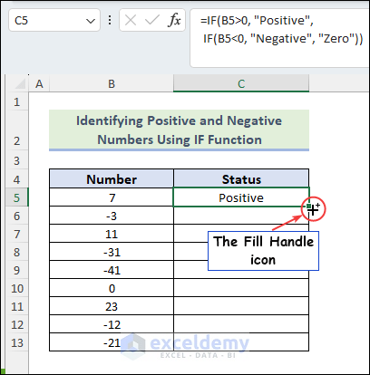 Hover the mouse cursor over the right bottom corner of cell C5 to find the Fill Handle icon