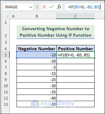 Select cell C5 and insert the intended formula