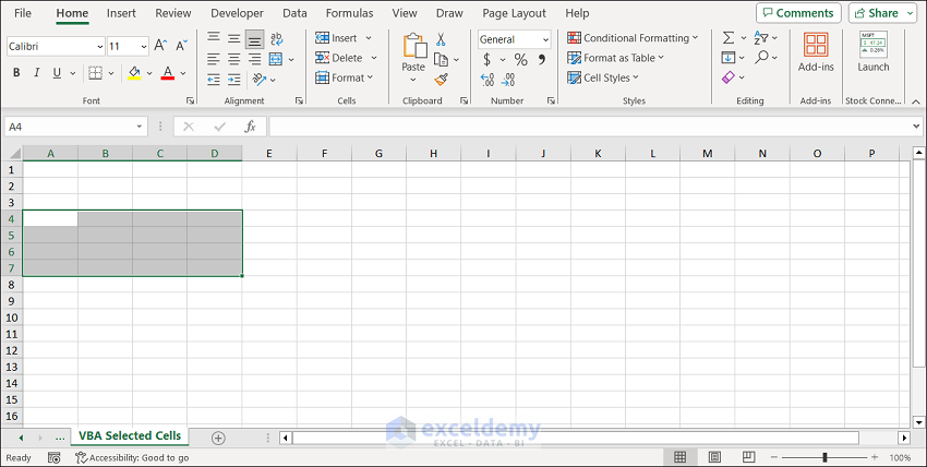 Initial Sheet to make Excel Cells Equal in Height and width for selected cells using VBA