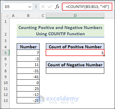 Hit Enter and see total count of Positive Numbers