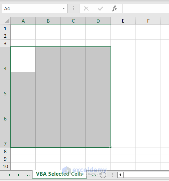 Output of running VBA to make same height and width cells for Selected Cells