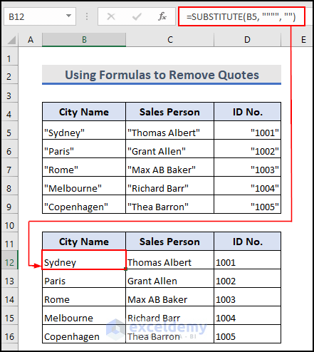 28- using formulas to remove quotes in Excel