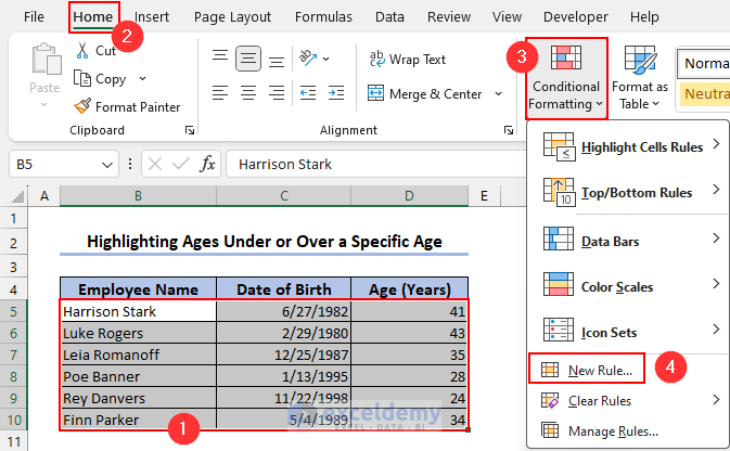 Applying A New Conditional Formatting Rule