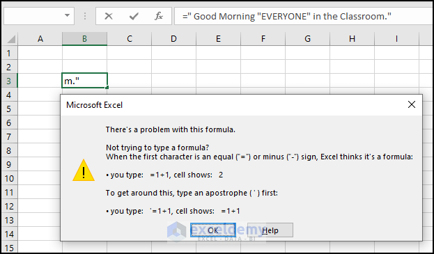 29- an error occurred when we directly input quotes in the Excel Formula Bar