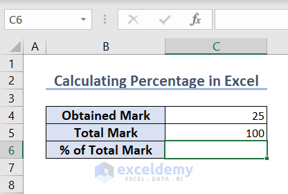 Dataset to calculate percentage in Excel