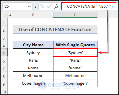 3- inserting single quotes with CONCATENATE Function