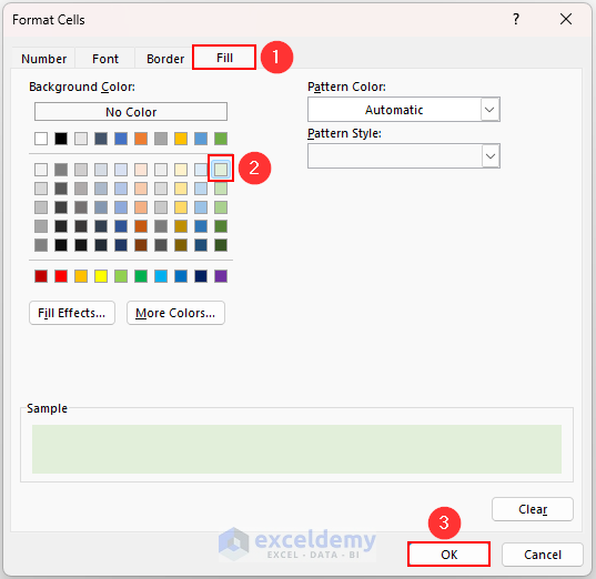 Selecting Fill Color for the Formatted Cells