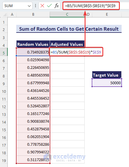 Formula to Adjust Random values