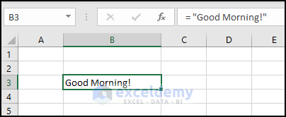 32- result if we type a text in quotes directly in the Excel Formula Bar
