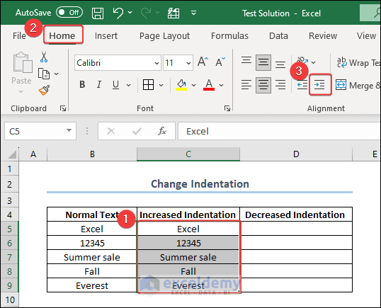 Increase Alignment Option in Excel