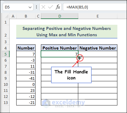 Find the Fill Handle icon of cell D5