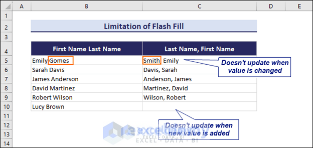Limitations of Flash Fill