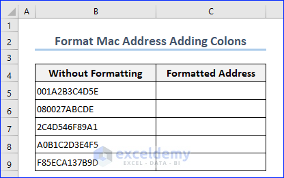 Dataset to Format Mac Addresses