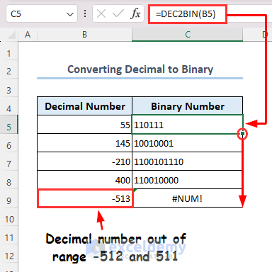 Converting decimal to binary number