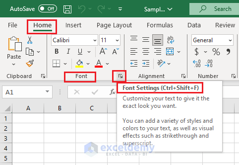 Excel Font settings icon