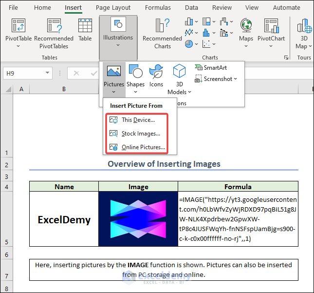 Excel Insert Pictures