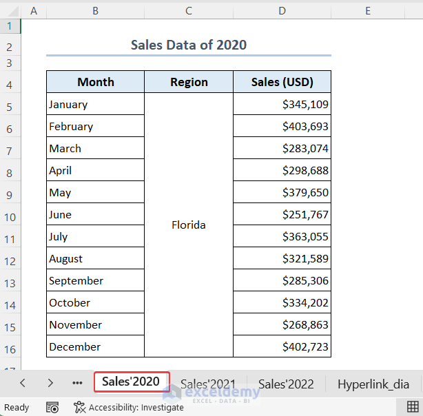 Jumping to a worksheet using table of contents in Excel