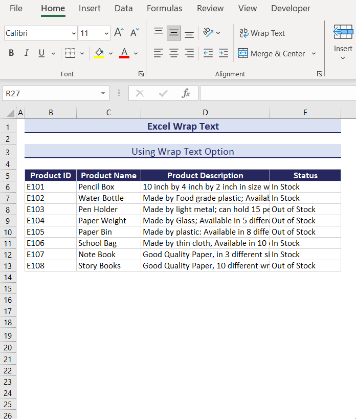 Wrap Text Overview in Excel