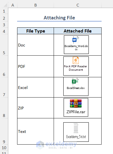 multiple attached files in Excel