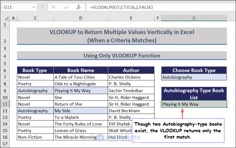 excel vlookup to return multiple values vertically