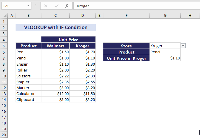 vlookup with if condition