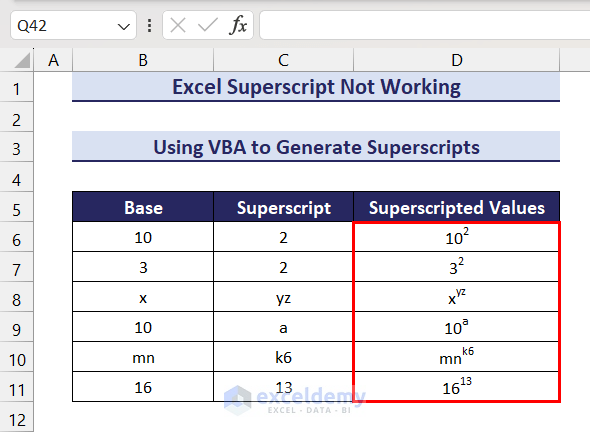 Superscripts Generated Using VBA