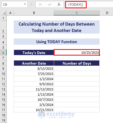 using today function to calculate today's date