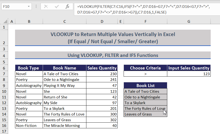 Using VLOOKUP, FILTER, and IFS Functions to Return Multiple Values Vertically