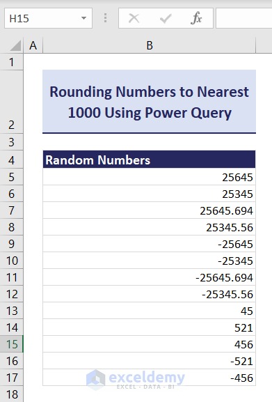Dataset to Round numbers to nearest 1000 using Excel Power Query