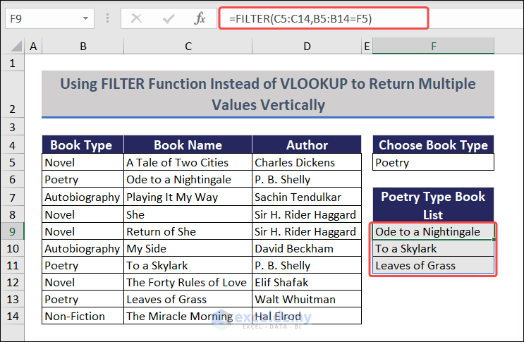 Using FILTER Function Instead of VLOOKUP to Return Multiple Values Vertically