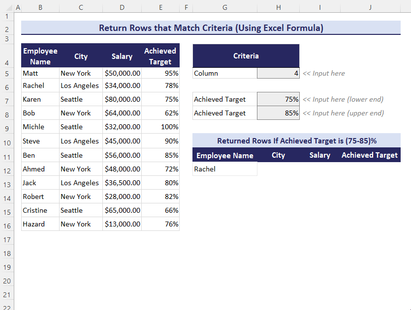 Returning all rows that match criteria
