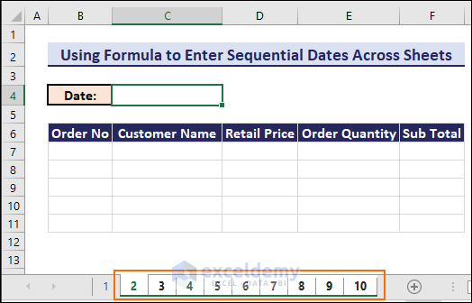 Selecting multiple sheets in Excel