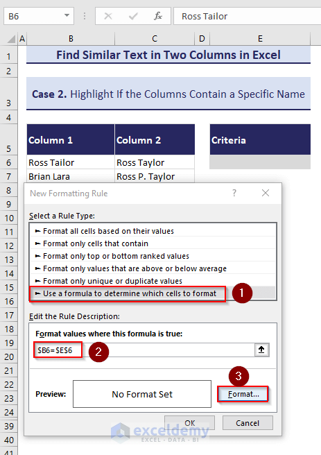 How to Find Similar Text in Two Columns in Excel