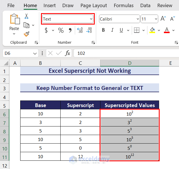 Superscripts Working with Text Formatting