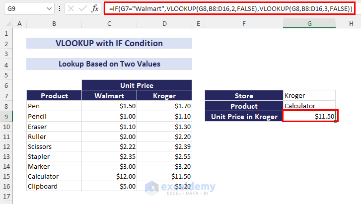 vlookup with if condition to lookup based on 2 values