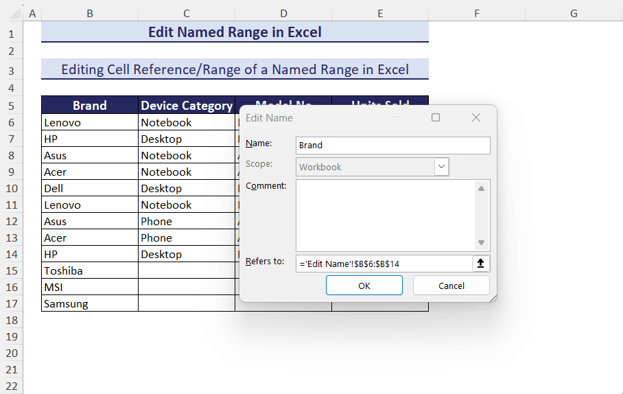 Editing range of a named range