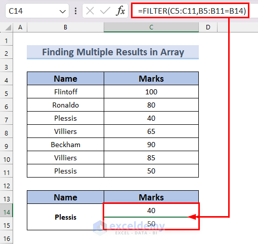 Using FILTER function instead of INDEX-MATCH formula