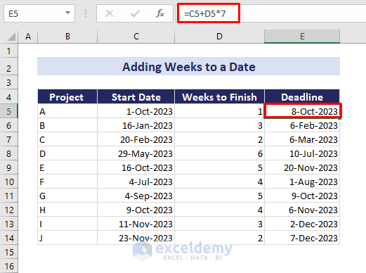 add weeks to a date in excel