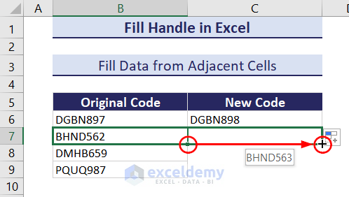 copying second cell using fill handle