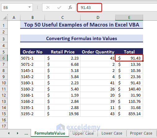 Formulas converted into values using VBA macros in Excel