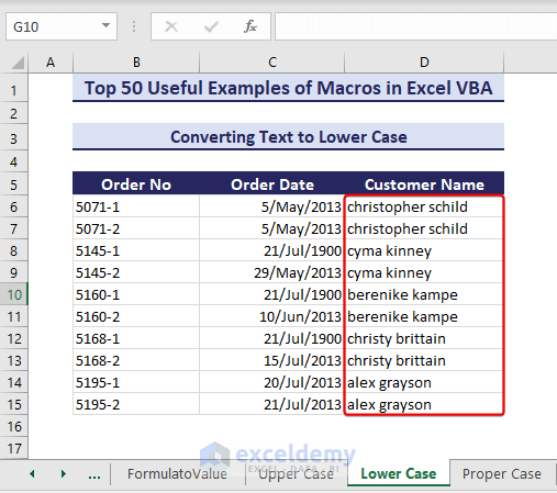 Text converted to lower-case using macros in Excel VBA