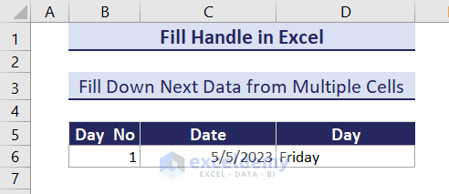 fill handle for multiple cells dataset