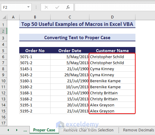Text converted to proper case using VBA