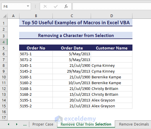 Characters removed from selection using VBA
