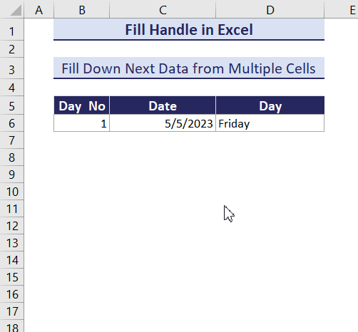 filling multiple cells using fill handle