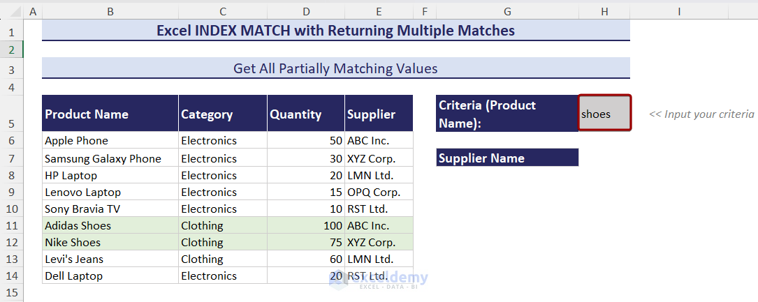 Insert partially match value as criteria in the dataset