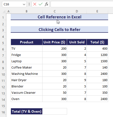 14. Clicking cells to refer